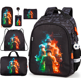 Ортопедичний шкільний рюкзак 6 в 1 для хлопчика School Standard з Роблокс для першокласника (SET 160-26)з Джойстиком в 1 клас (SET 160-25)